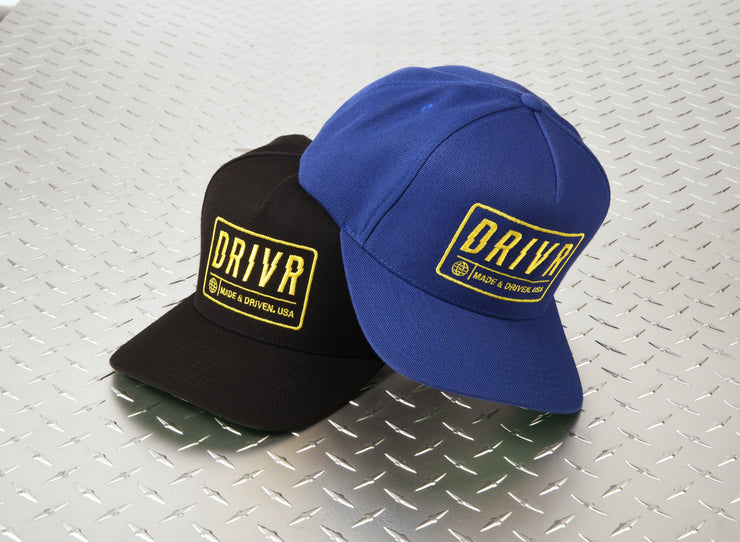 Black and Royal Blue Trucker Hats Stacked